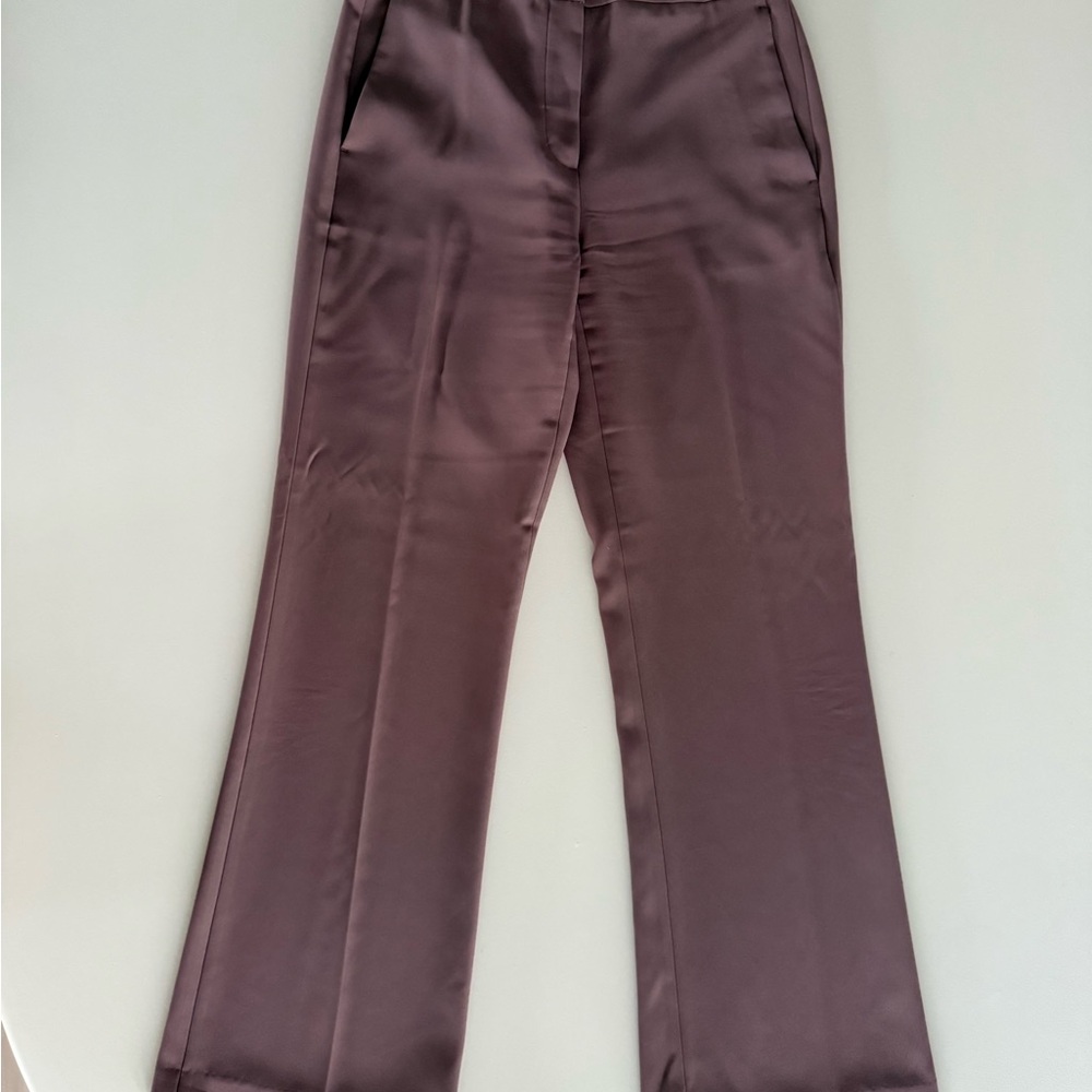 Elie Tahari Plum Satin Boot-Cut Pants